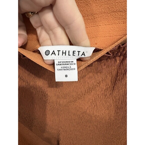 ATHELTA Echo Wide Crop Pant Women Size 8 Orange/Rust Athleisure Pull On - Picture 3 of 5